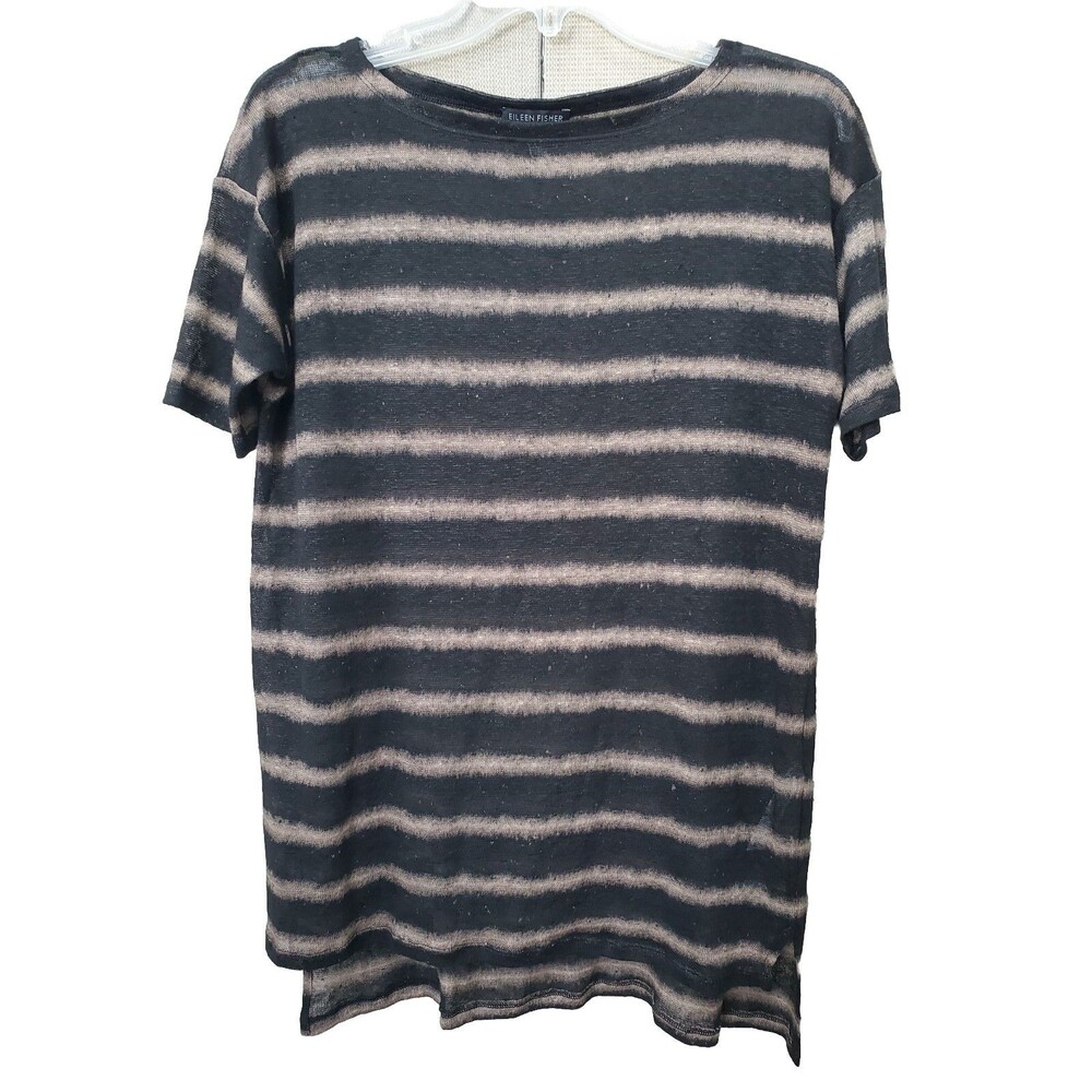 Eileen Fisher Fine Gauge Organic Linen Diagonal Rib Pullover Tunic Size XXS